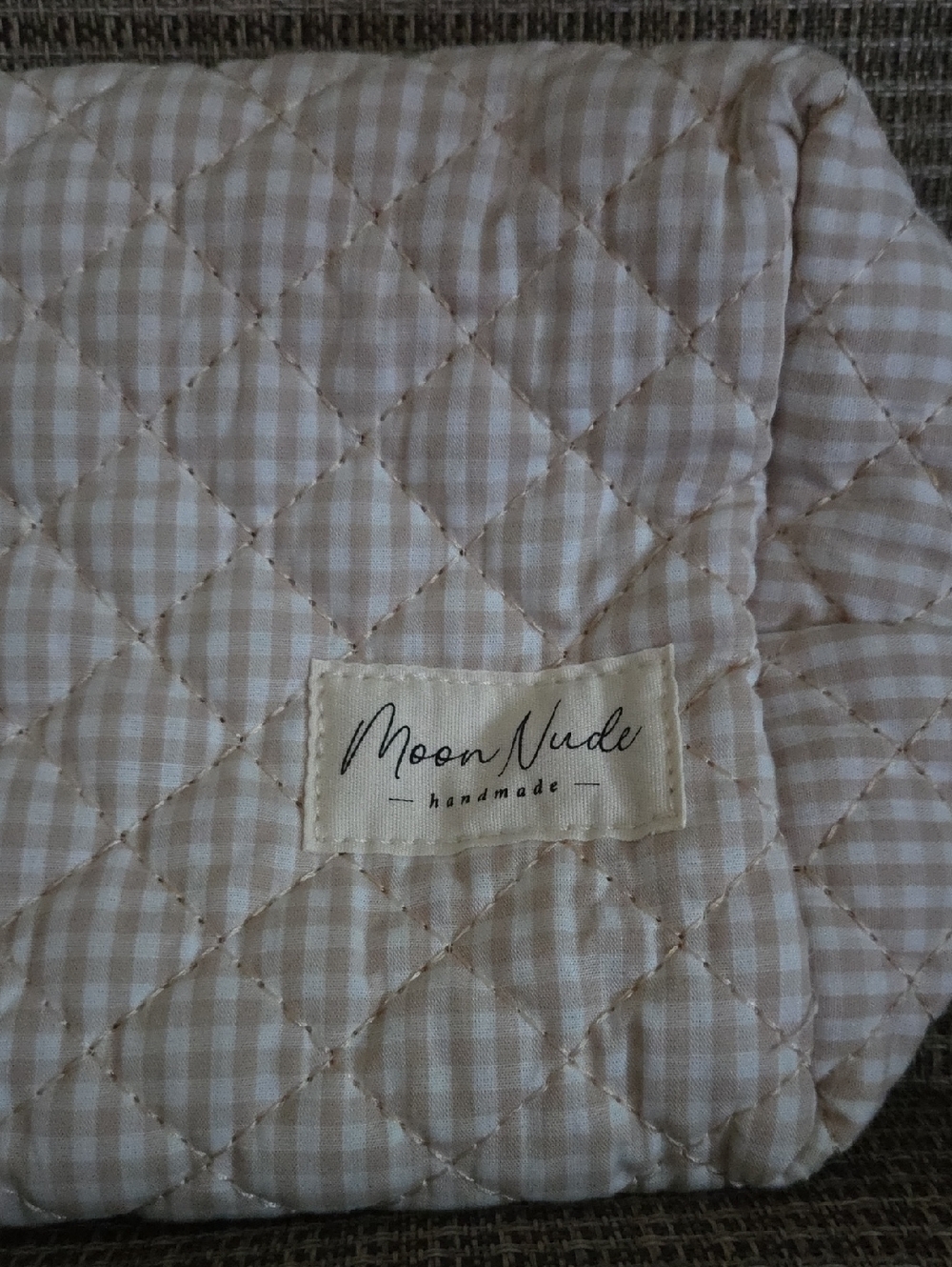 Moon Nude Handmade Quilted Pouch - Nude Gingham